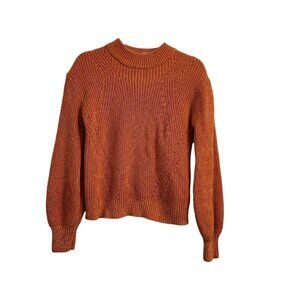 H&M‎ Womens Sweater Small Orange Chunky Knit Pullover Crewneck
